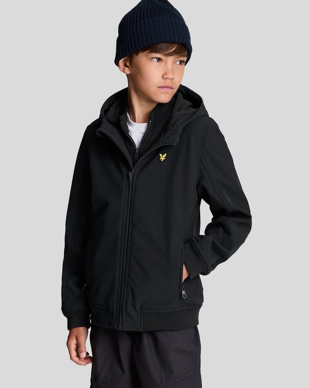 Lyle Scott Kids Softshell Hooded Jacket in Jet Black Lyle Scott EU