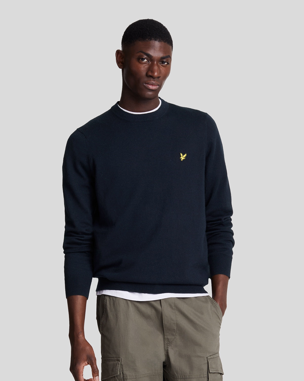 Lyle Scott Men s Cotton Merino Crew Neck Jumper in Dark Navy Lyle Scott EU